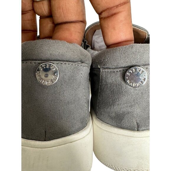 Steve Madden Gray Perforated Suede Slip-On Platform Sneakers Size 6 - Picture 10 of 12